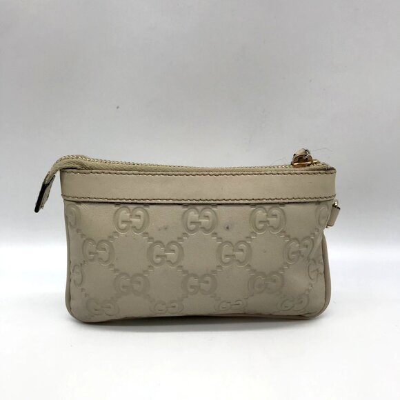 Gucci Off-White Monogram Leather Zip Wallet - Picture 2 of 11